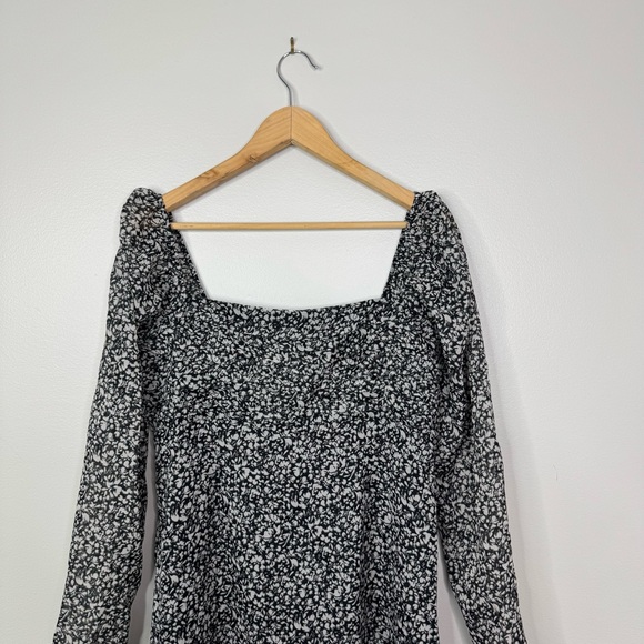 Abercrombie & Fitch Emerson Chiffon Long Sleeve MIDI Floral Square Neck Sundress - Picture 5 of 12